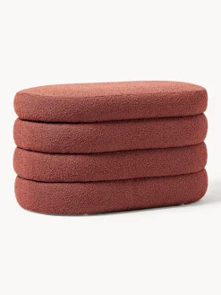 Bancos|Bancos>Westwing Collection Banco pequeño tapizado en tejido bouclé con espacio de almacenamiento Alto Bouclé rojo óxido