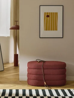 Bancos|Bancos>Westwing Collection Banco pequeño tapizado en tejido bouclé con espacio de almacenamiento Alto Bouclé rojo óxido