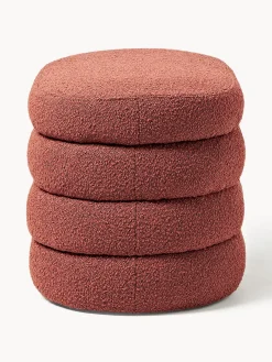 Bancos|Bancos></noscript>Westwing Collection Banco pequeño tapizado en tejido bouclé con espacio de almacenamiento Alto Bouclé rojo óxido