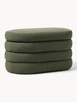 Bancos|Bancos>Westwing Collection Banco pequeño tapizado en tejido bouclé con espacio de almacenamiento Alto Bouclé verde oscuro