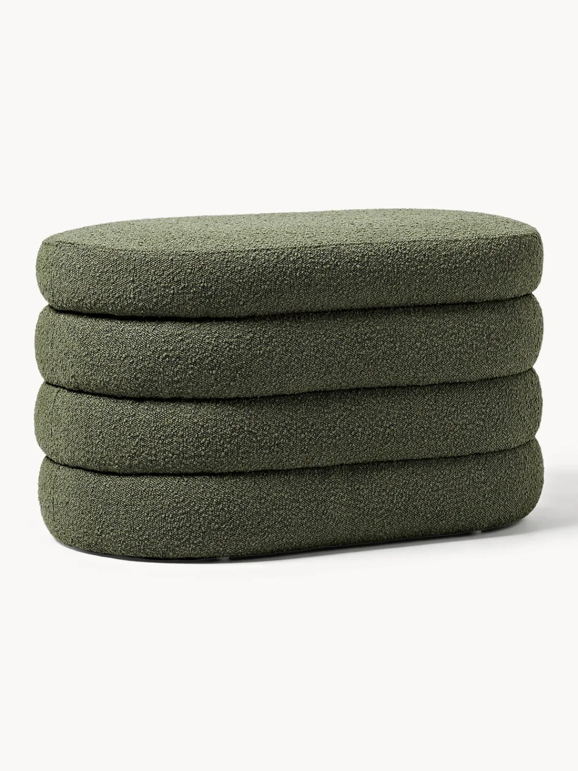 Bancos|Bancos>Westwing Collection Banco pequeño tapizado en tejido bouclé con espacio de almacenamiento Alto Bouclé verde oscuro