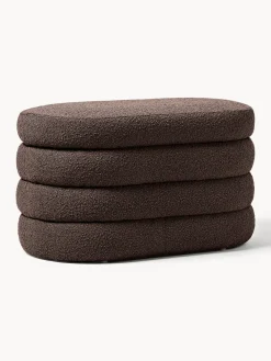 Bancos|Bancos>Westwing Collection Banco pequeño tapizado en tejido bouclé con espacio de almacenamiento Alto Bouclé marrón oscuro