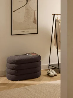 Bancos|Bancos>Westwing Collection Banco pequeño tapizado en tejido bouclé con espacio de almacenamiento Alto Bouclé marrón oscuro