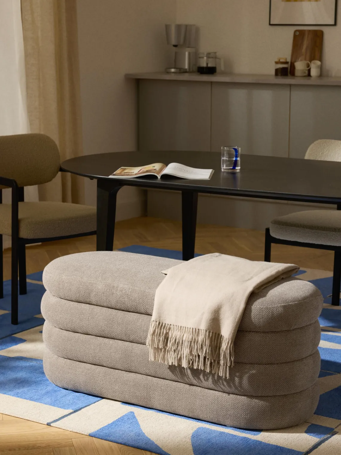 Bancos|Bancos>Westwing Collection Banco tapizado con espacio de almacenamiento Alto Tejido gris pardo