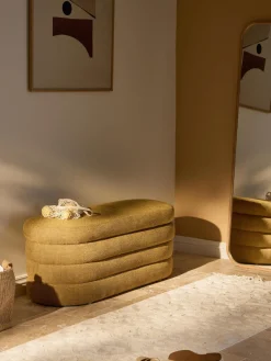 Bancos|Bancos>Westwing Collection Banco tapizado con espacio de almacenamiento Alto Tejido ocre