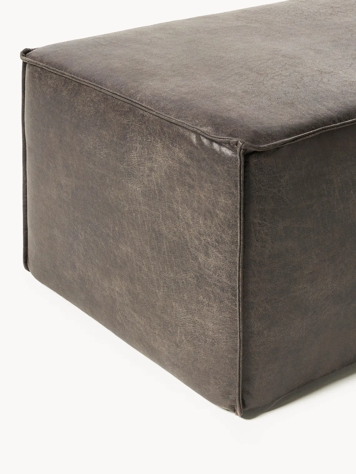 Bancos|Bancos>Westwing Collection Banco tapizado en cuero reciclado Sanja Cuero taupe