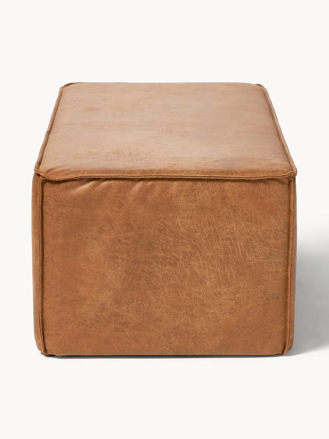 Bancos|Bancos>Westwing Collection Banco tapizado en cuero reciclado Sanja Cuero marrón