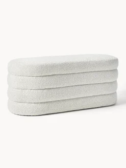 Bancos|Bancos>Westwing Collection Banco tapizado en tejido bouclé Alto Bouclé blanco Off White