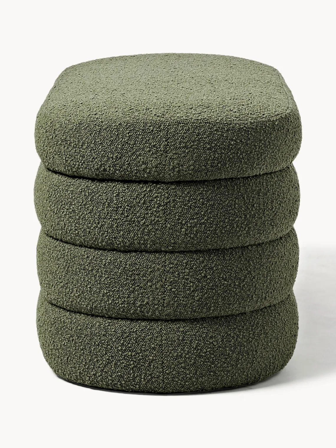 Bancos|Bancos>Westwing Collection Banco tapizado en tejido bouclé con espacio de almacenaje Alto Bouclé verde oscuro
