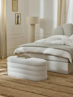 Hot Banco tapizado en tejido bouclé con espacio de almacenaje Alto Bancos|Bancos