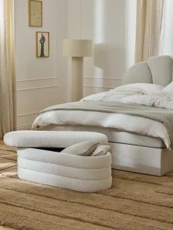 Hot Banco tapizado en tejido bouclé con espacio de almacenaje Alto Bancos|Bancos