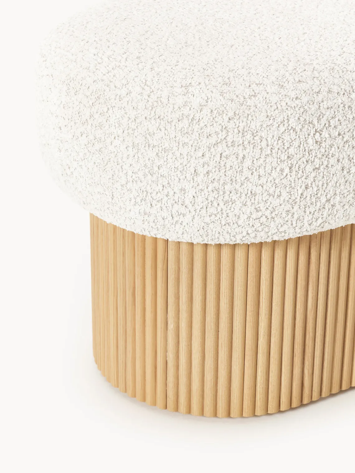 Best Banco tapizado en tejido borreguillo bouclé con espacio de almacenamiento Nala Bancos|Bancos