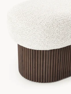 Bancos|Bancos></noscript>Westwing Collection Banco tapizado en tejido borreguillo bouclé con espacio de almacenamiento Nala Tejido borreguillo bouclé blanco Off White, madera de fresno oscura