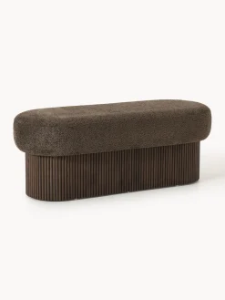 Discount Banco tapizado en tejido borreguillo bouclé con espacio de almacenamiento Nala Bancos|Bancos