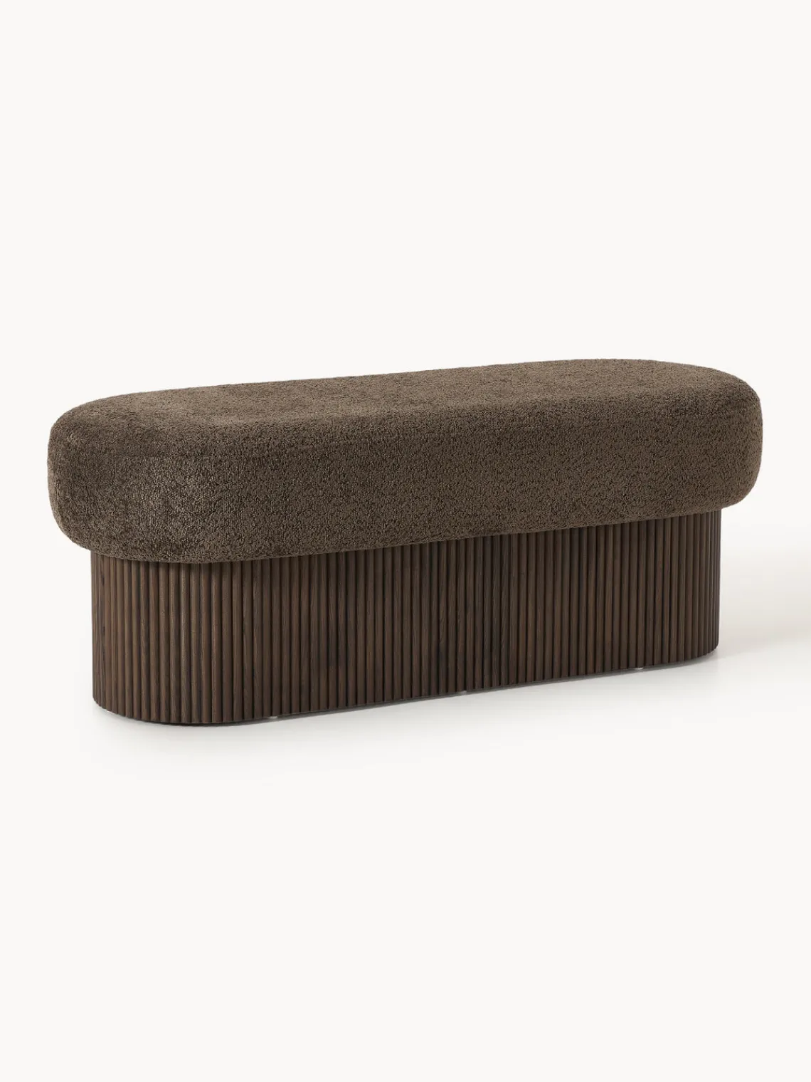 Discount Banco tapizado en tejido borreguillo bouclé con espacio de almacenamiento Nala Bancos|Bancos