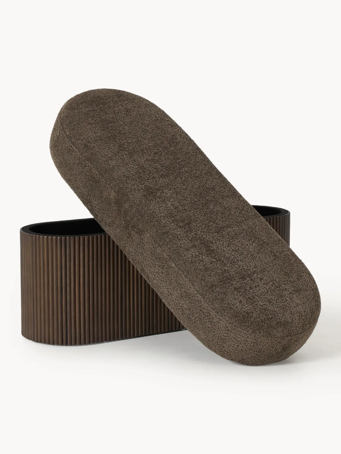 Discount Banco tapizado en tejido borreguillo bouclé con espacio de almacenamiento Nala Bancos|Bancos