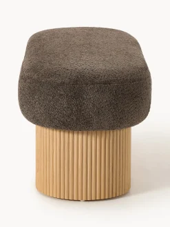 Bancos|Bancos></noscript>Westwing Collection Banco tapizado en tejido borreguillo bouclé con espacio de almacenamiento Nala Tejido borreguillo bouclé taupe, madera de fresno clara