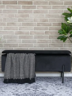 Bancos|Bancos>House Nordic Banco tapizado en terciopelo con espacio de almacenamiento Watford Terciopelo negro