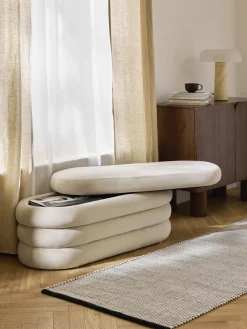 Banco tapizado en terciopelo con espacio de almacenaje Alto Bancos|Bancos