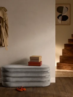 Bancos|Bancos>Westwing Collection Banco tapizado en terciopelo con espacio de almacenaje Alto Terciopelo gris