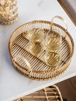 Sale Bandeja decorativa artesanal de bambú Bamb Bandejas Decorativas|Jarrones