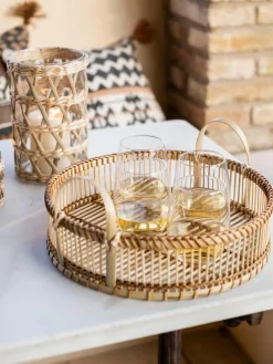 Sale Bandeja decorativa artesanal de bambú Bamb Bandejas Decorativas|Jarrones