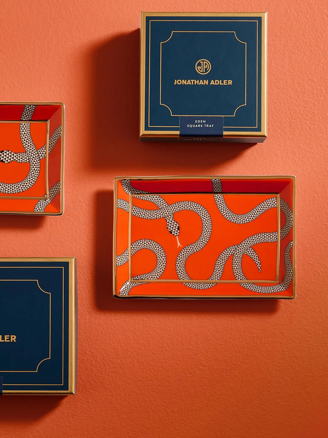 Bandejas Decorativas|Jarrones>Jonathan Adler Bandeja decorativa con detalle de oro Eden