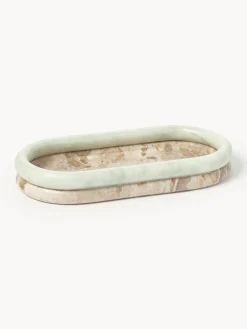 Jarrones|Bandejas Decorativas>Westwing Collection Bandeja decorativa de mármol Maba Mármol beige y verde salvia