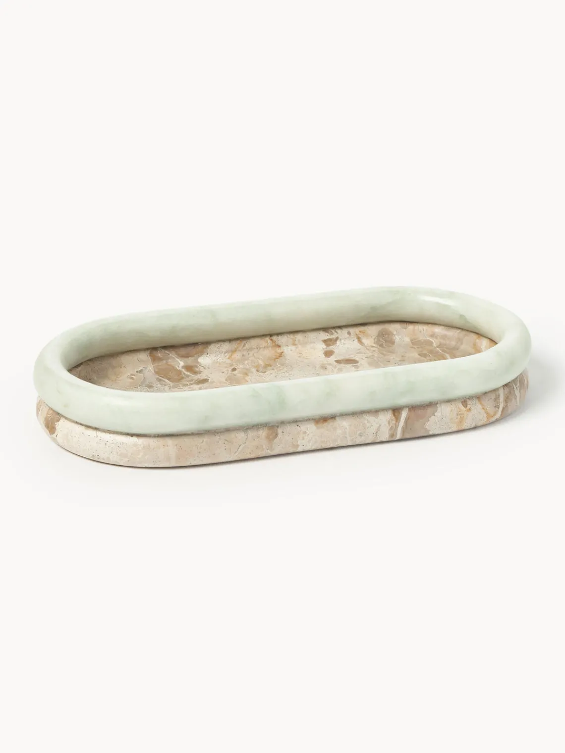 Jarrones|Bandejas Decorativas>Westwing Collection Bandeja decorativa de mármol Maba Mármol beige y verde salvia
