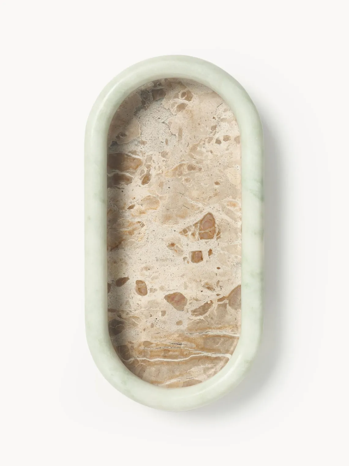 Jarrones|Bandejas Decorativas>Westwing Collection Bandeja decorativa de mármol Maba Mármol beige y verde salvia