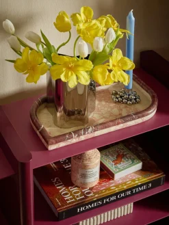 Jarrones|Bandejas Decorativas>Westwing Collection Bandeja decorativa de mármol Maba Mármol rojo vino, blanco crema y melocotón