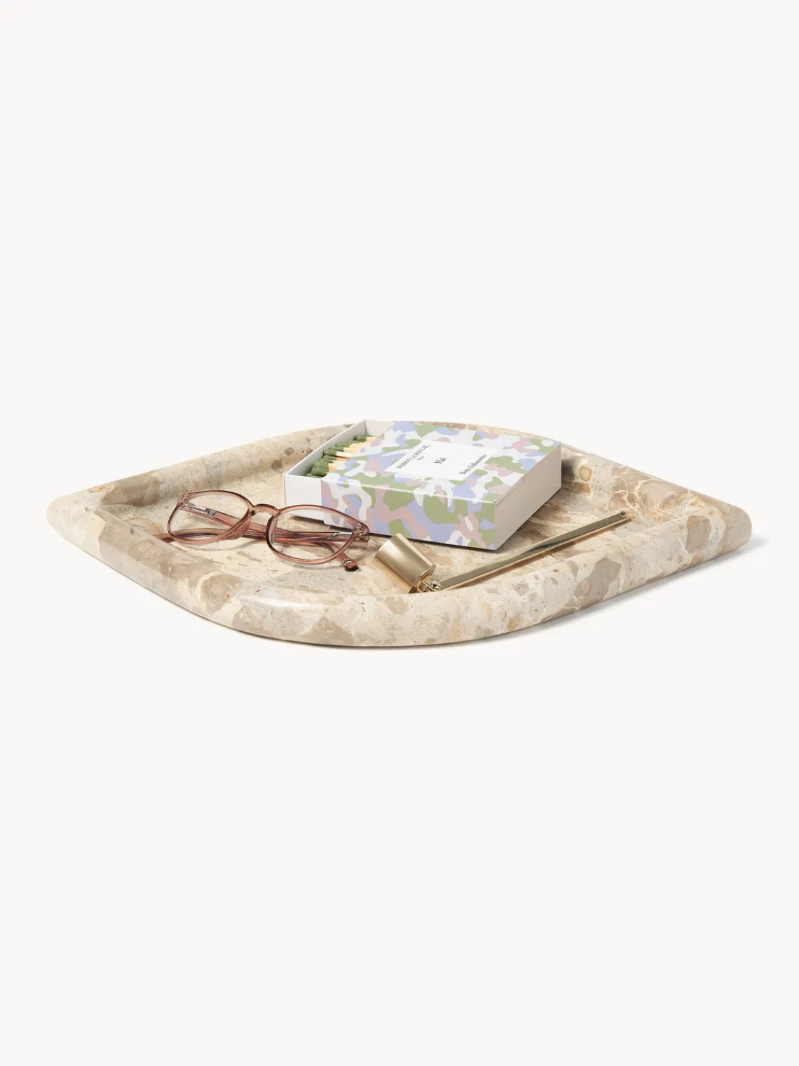 Bandejas Decorativas|Jarrones>Westwing Collection Bandeja decorativa de mármol Maba Mármol beige y beige claro