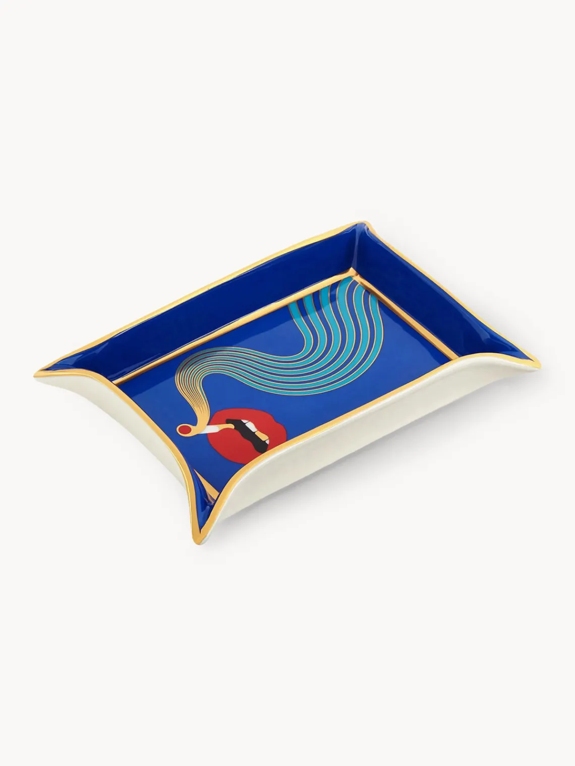 Clearance Bandeja decorativa de porcelana con oro Bandejas Decorativas|Jarrones