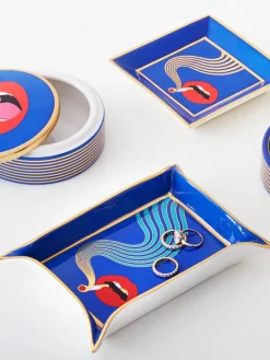 Clearance Bandeja decorativa de porcelana con oro Bandejas Decorativas|Jarrones