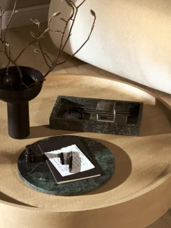 Jarrones|Bandejas Decorativas>Westwing Collection Bandeja decorativa pequeña de mármol Venice Mármol verde oscuro