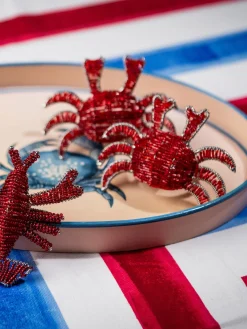 Sale Bandeja decorativa pintada a mano con motivo de cangrejo Fauna Bandejas Decorativas|Jarrones