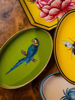 Discount Bandeja decorativa pintada a mano con motivo de Fauna Bandejas Decorativas|Jarrones