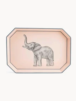 Discount Bandeja decorativa pintada a mano con motivo de elefante Fauna Bandejas Decorativas|Decoración