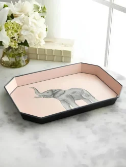 Discount Bandeja decorativa pintada a mano con motivo de elefante Fauna Bandejas Decorativas|Decoración