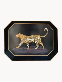 Bandejas Decorativas|Jarrones>Les Ottomans Bandeja decorativa pintada a mano Flora Negro, tonos marrones, dorado