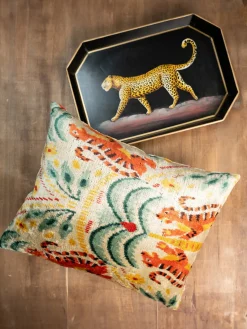 Bandejas Decorativas|Jarrones>Les Ottomans Bandeja decorativa pintada a mano Flora Negro, tonos marrones, dorado