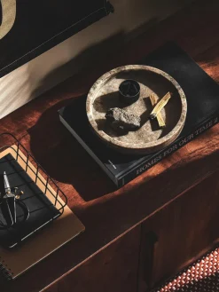 Jarrones|Bandejas Decorativas>Westwing Collection Bandeja redonda decorativa de mármol Venice Mármol beige