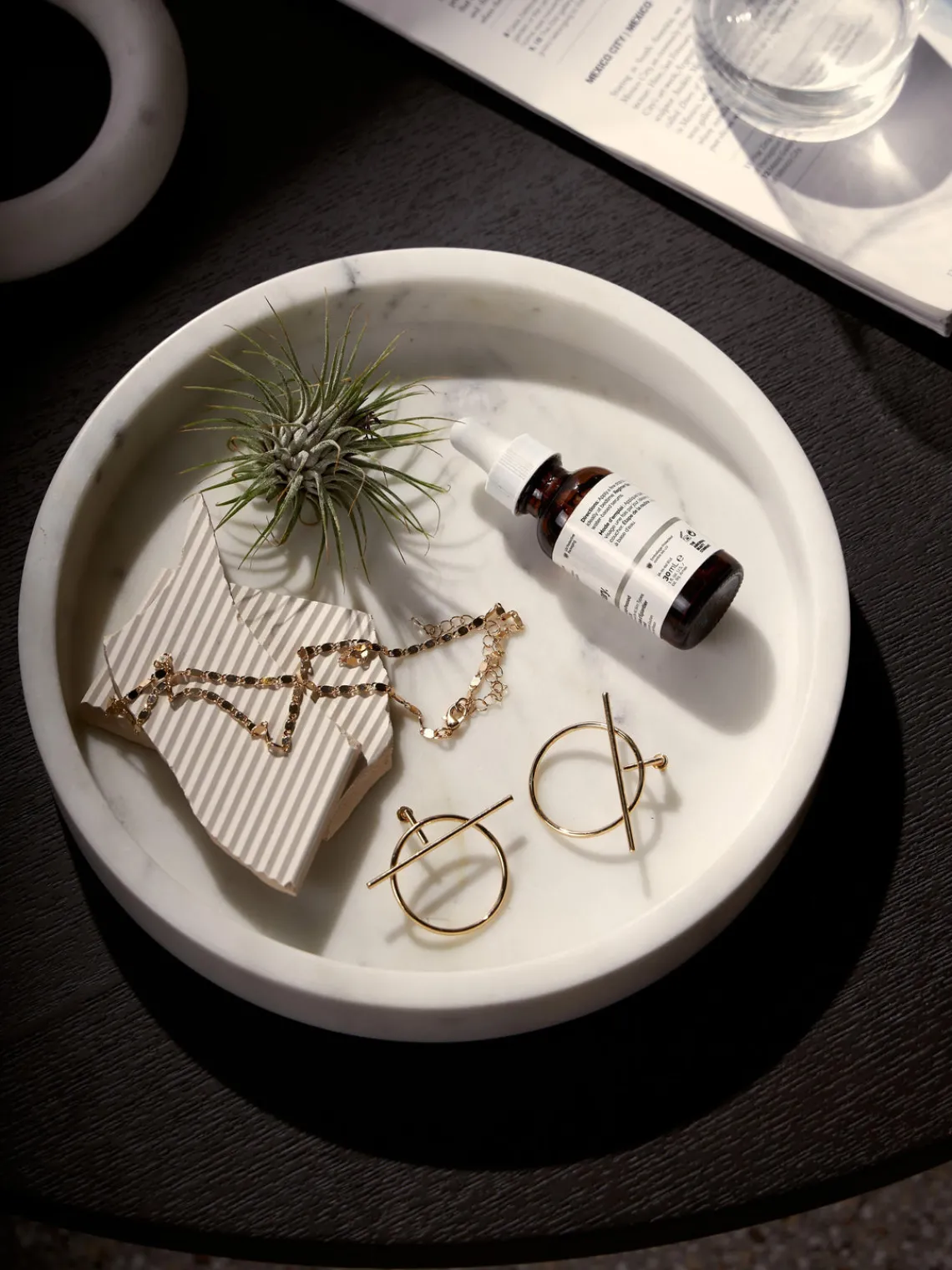 Jarrones|Bandejas Decorativas>Westwing Collection Bandeja redonda decorativa de mármol Venice Mármol blanco