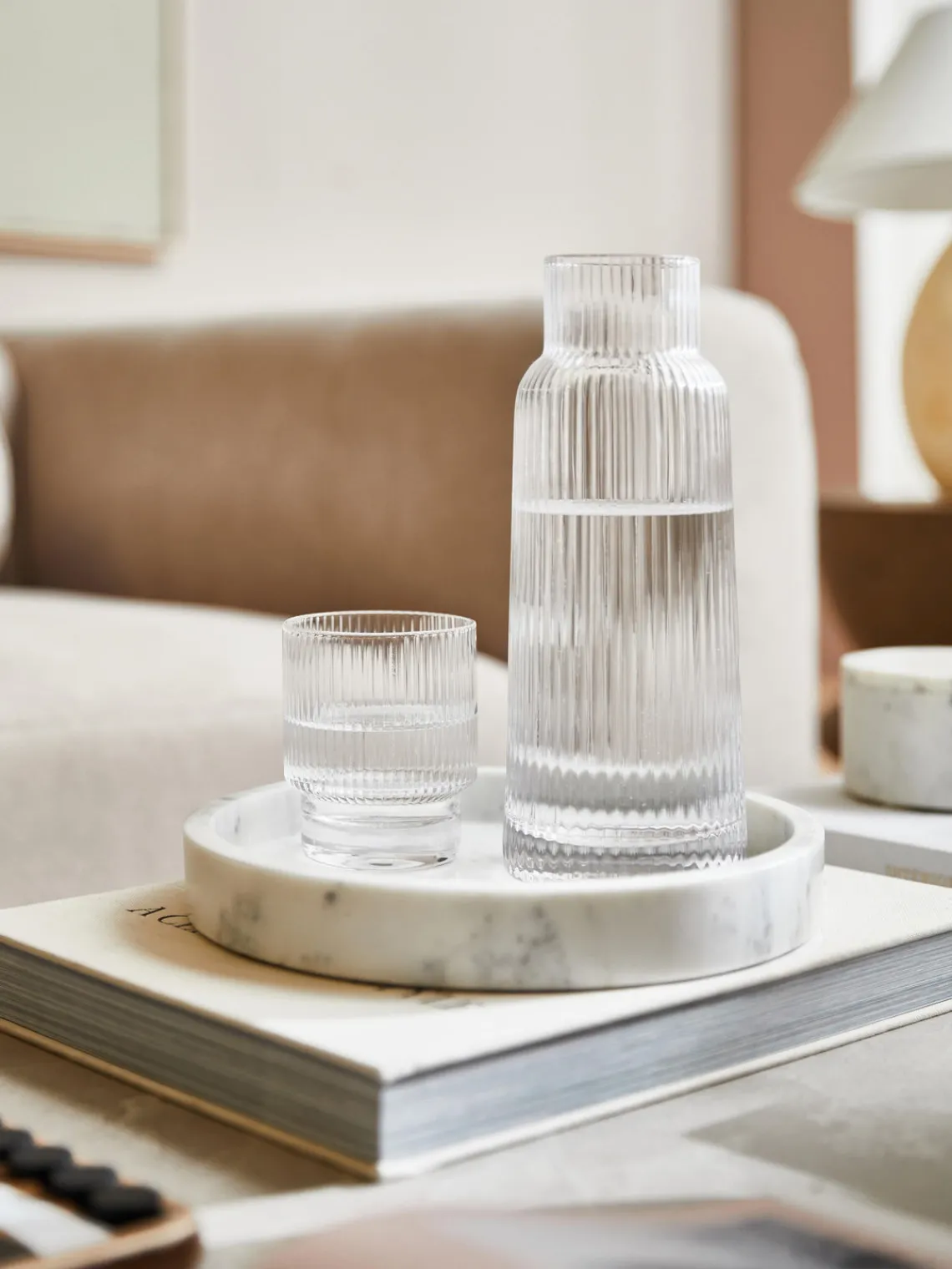 Jarrones|Bandejas Decorativas>Westwing Collection Bandeja redonda decorativa de mármol Venice Mármol blanco