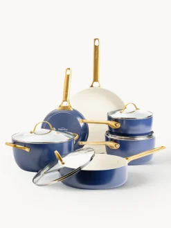 Ollas|Ollas>GreenPan Batería de cocina antiadherente Padova, 10 pzas. Azul oscuro, blanco crema, dorado