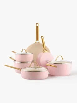 Ollas|Ollas>GreenPan Batería de cocina antiadherente Padova, 10 pzas. Rosa, blanco crema, dorado