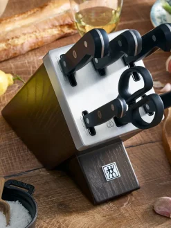 Cuchillos De Cocina Y Bloques|Cuchillos De Cocina>ZWILLING Bloque de cuchillos autoafilables Gourmet, 7 pzas. Madera de fresno, negro, plateado