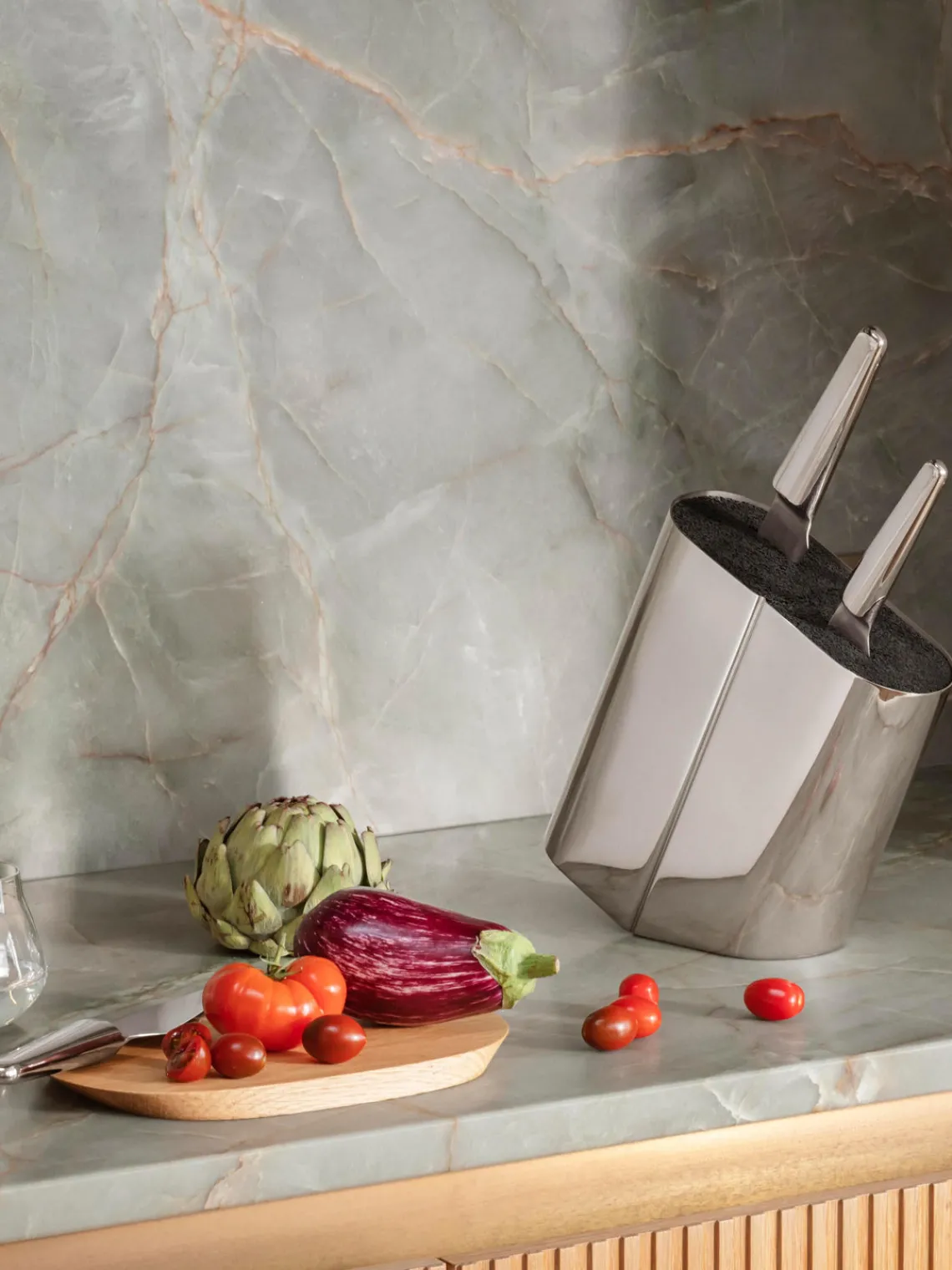 Cuchillos De Cocina Y Bloques|Cuchillos De Cocina>GEORG JENSEN Bloque para cuchillos de acero inoxidable Alfredo Plateado muy pulido