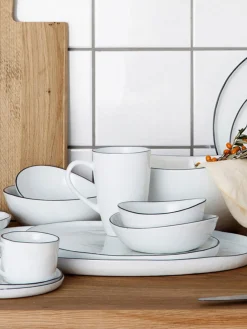 Hot Bol artesanal de porcelana Salt Cuencos Y Platos De Servir|Vajillas Completas