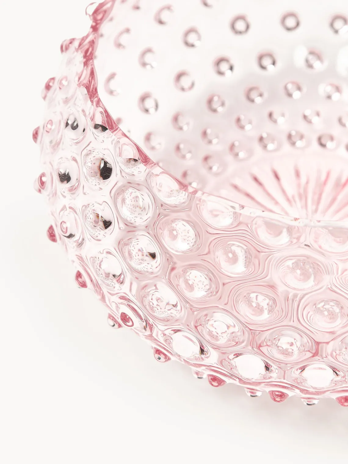 Boles Y Tazones|Vajillas Completas>ANNA VON LIPA Bol de vidrio soplado Hobnail Rosa claro transparente